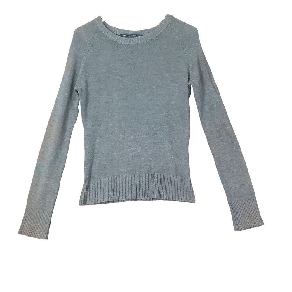 FRENCH CONNECTION Sweater Womens SZ M Knit Gray Pullover Long Sleeves Minimal‎